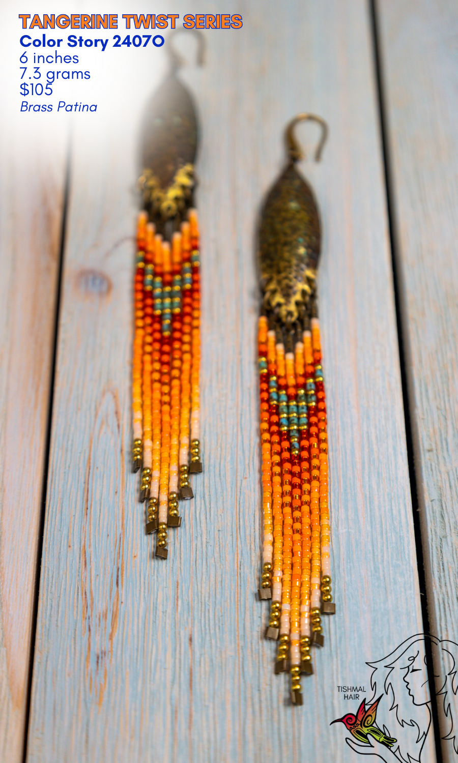 Drop Seed Bead Earrings Tangerine Twist Series Color Story 2407O