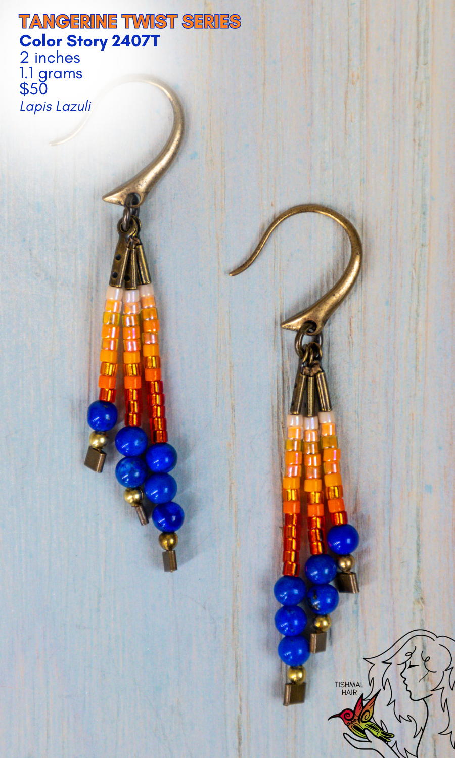 Drop Seed Bead Earrings Tangerine Twist Series Color Story 2407T