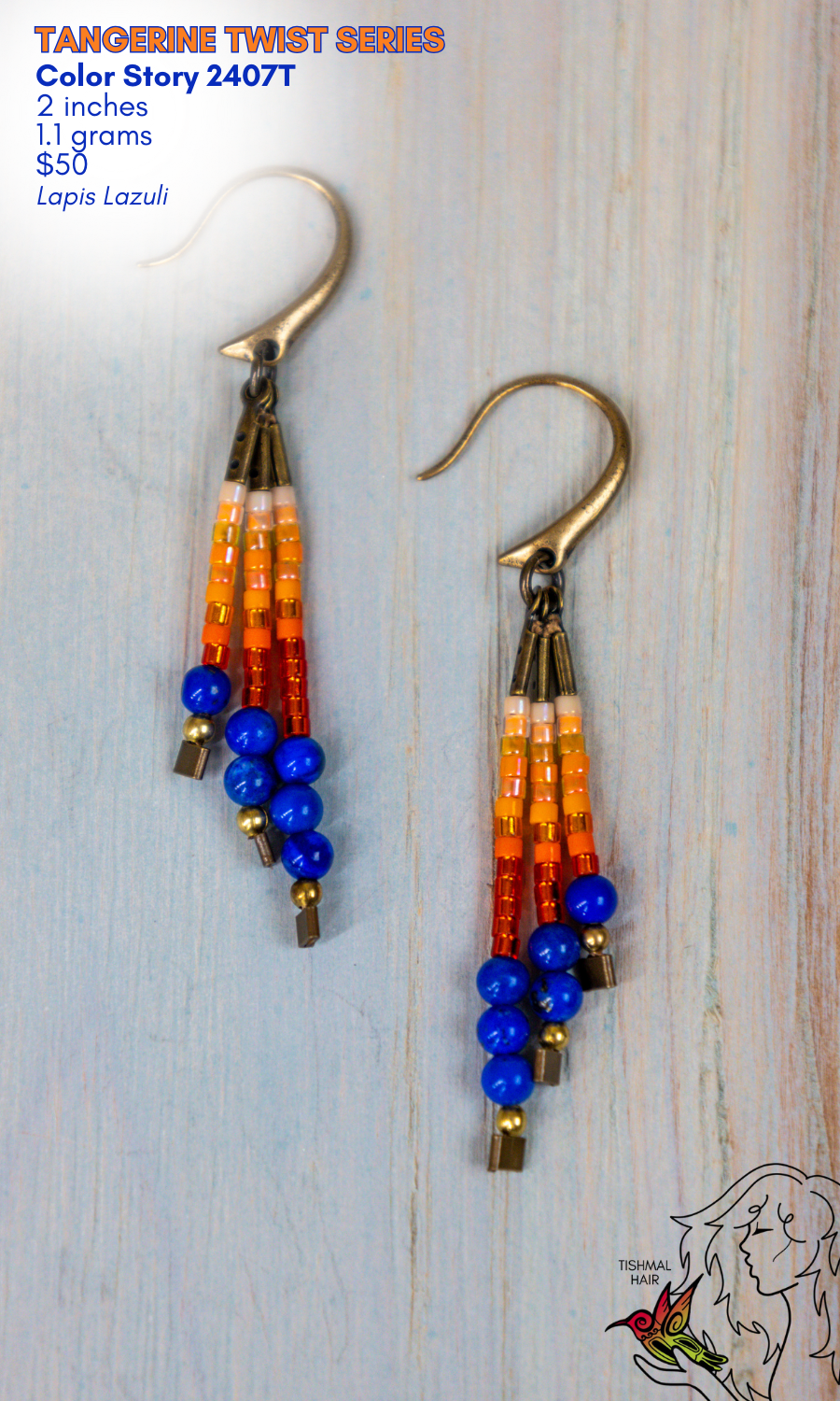 Drop Seed Bead Earrings Tangerine Twist Series Color Story 2407T