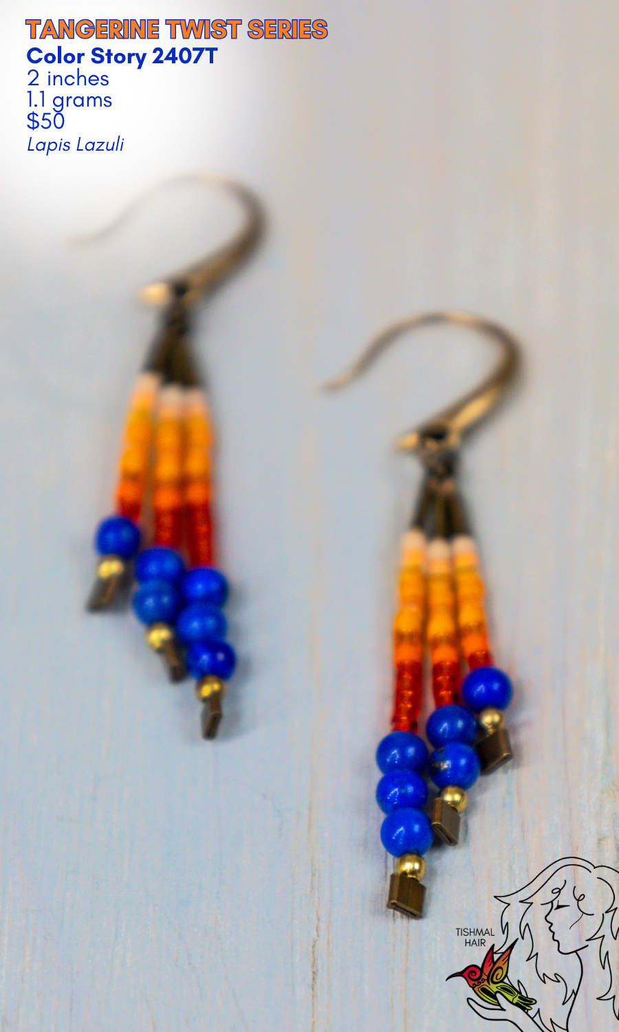 Drop Seed Bead Earrings Tangerine Twist Series Color Story 2407T