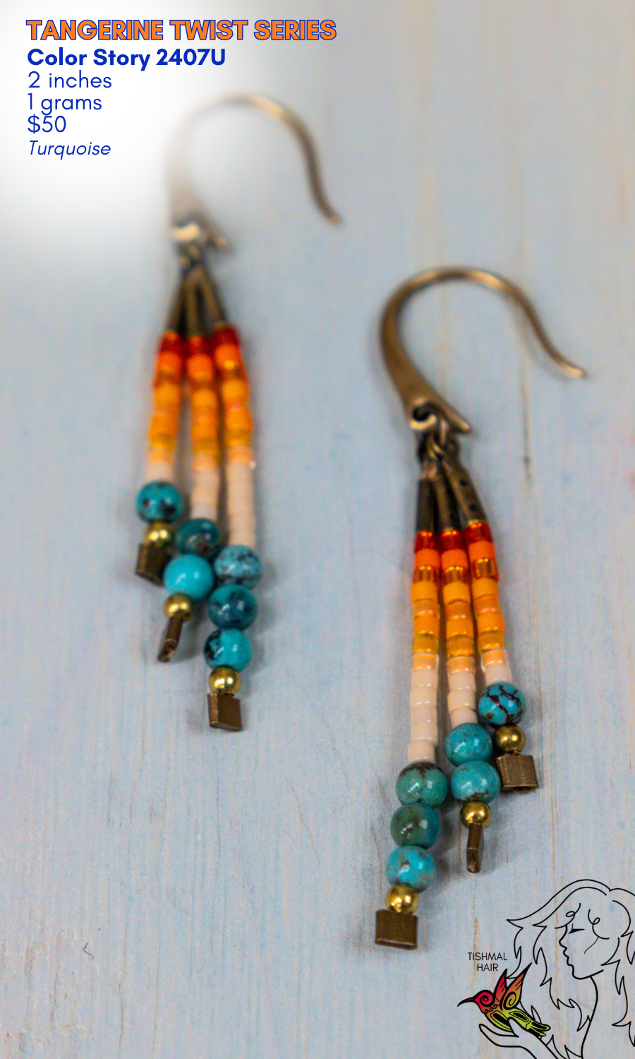 Drop Seed Bead Earrings Tangerine Twist Series Color Story 2407U