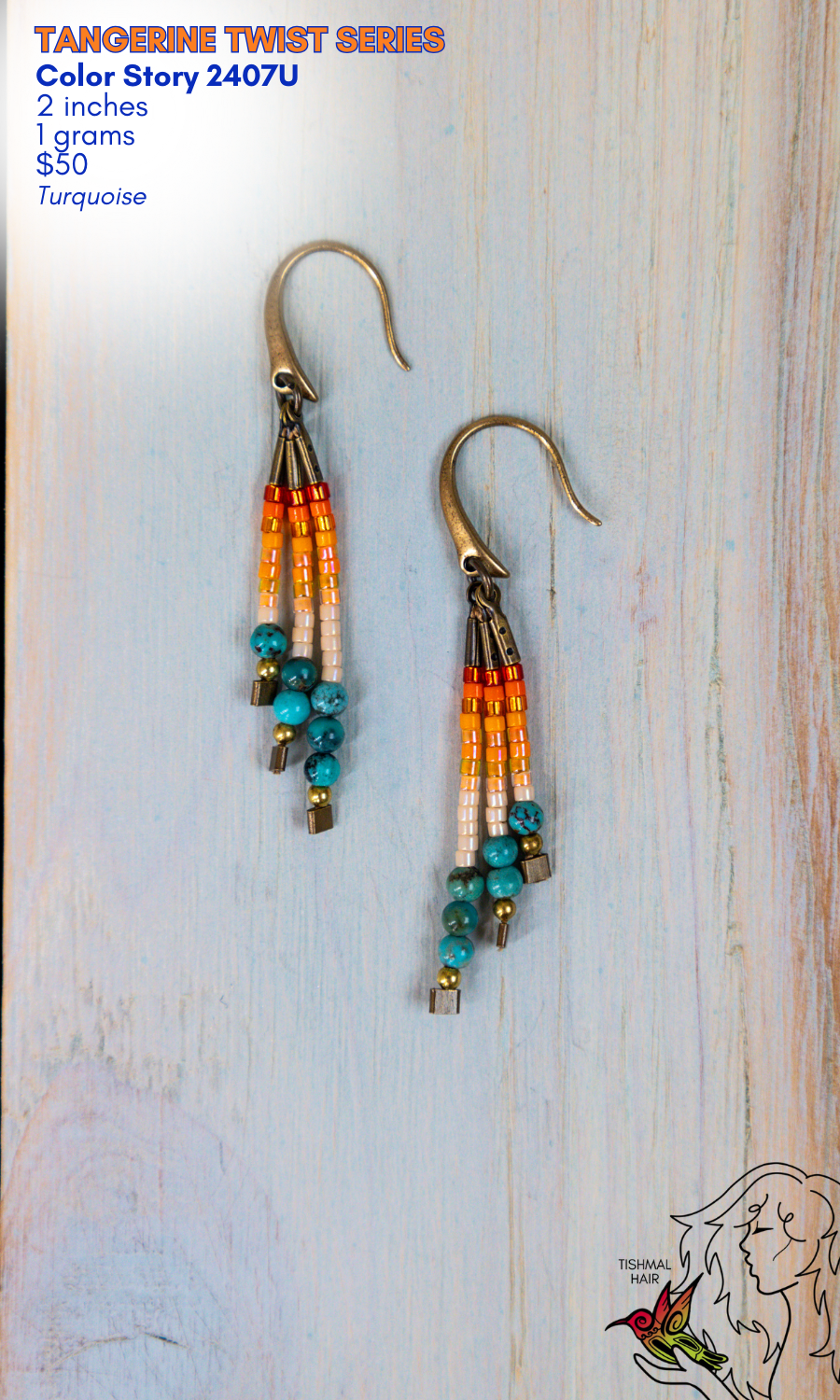 Drop Seed Bead Earrings Tangerine Twist Series Color Story 2407U