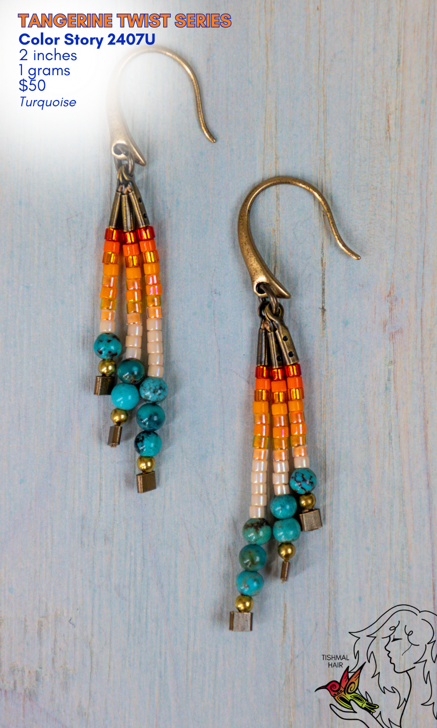 Drop Seed Bead Earrings Tangerine Twist Series Color Story 2407U