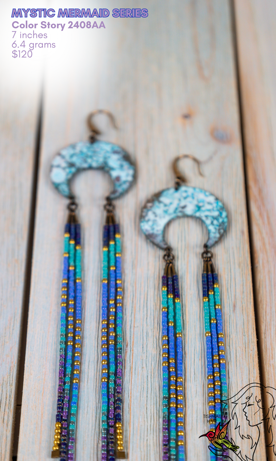 Fringe Drop Seed Bead Earrings Mystic Mermaid Series Color Story 2408AA