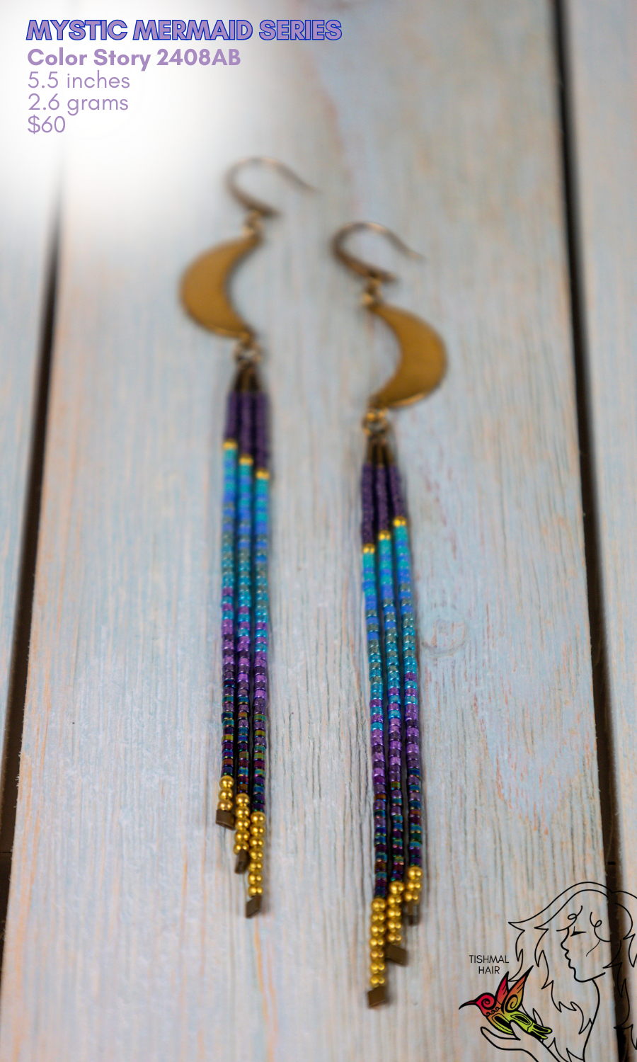 Fringe Drop Seed Bead Earrings Mystic Mermaid Series Color Story 2408AB