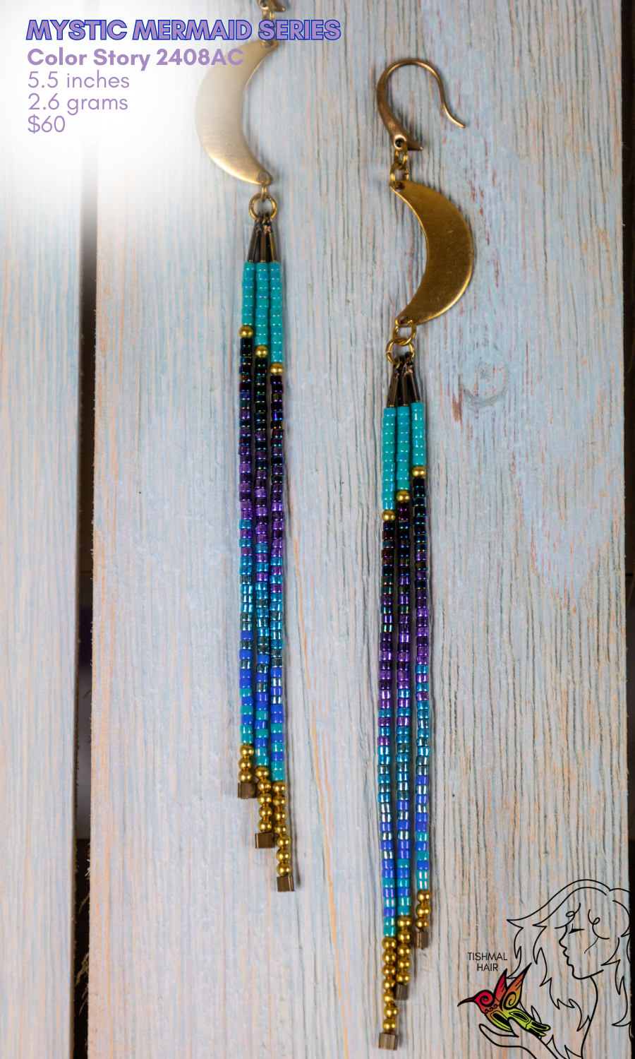 Fringe Drop Seed Bead Earrings Mystic Mermaid Series Color Story 2408AC