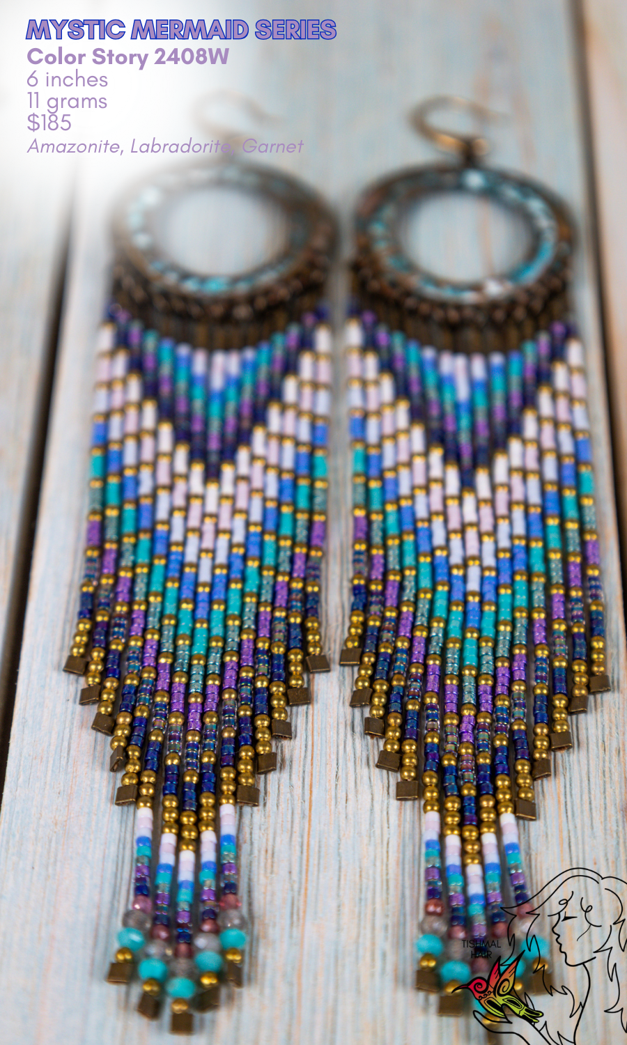 Fringe Drop Seed Bead Earrings Mystic Mermaid Series Color Story 2408W