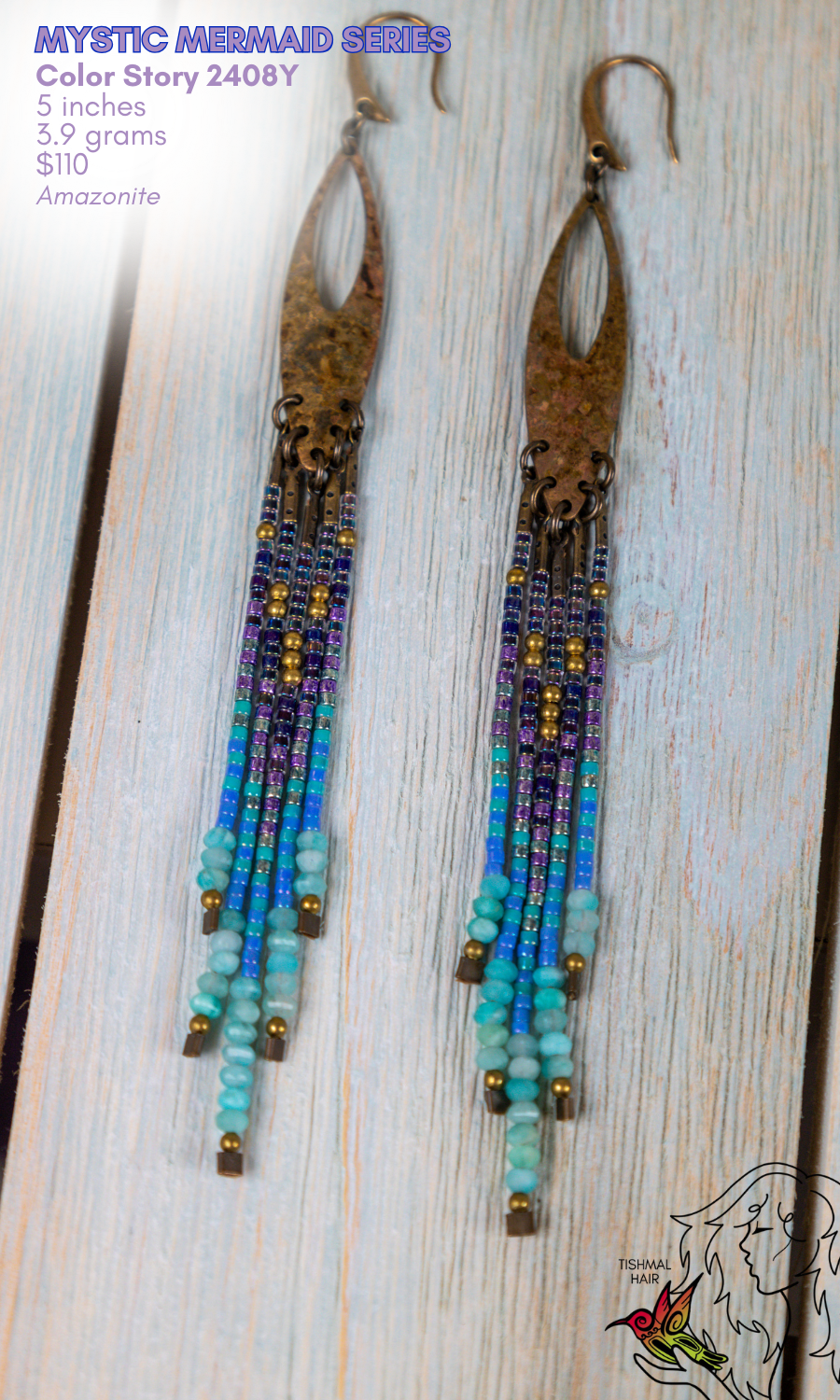 Fringe Drop Seed Bead Earrings Mystic Mermaid Series Color Story 2408Y