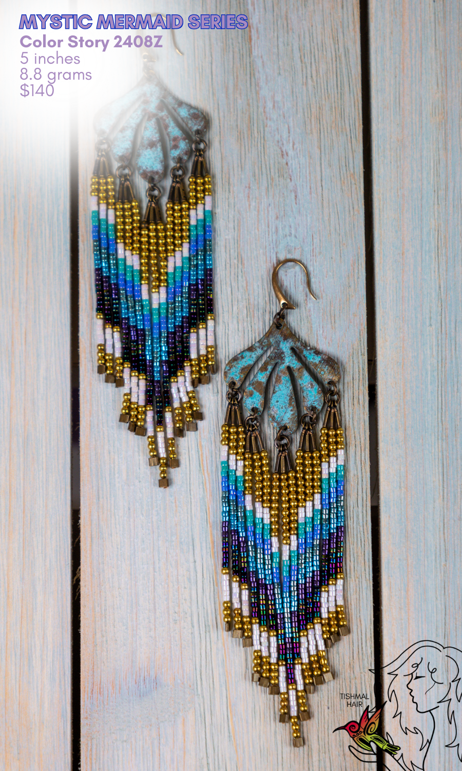 Fringe Drop Seed Bead Earrings Mystic Mermaid Series Color Story 2408Z