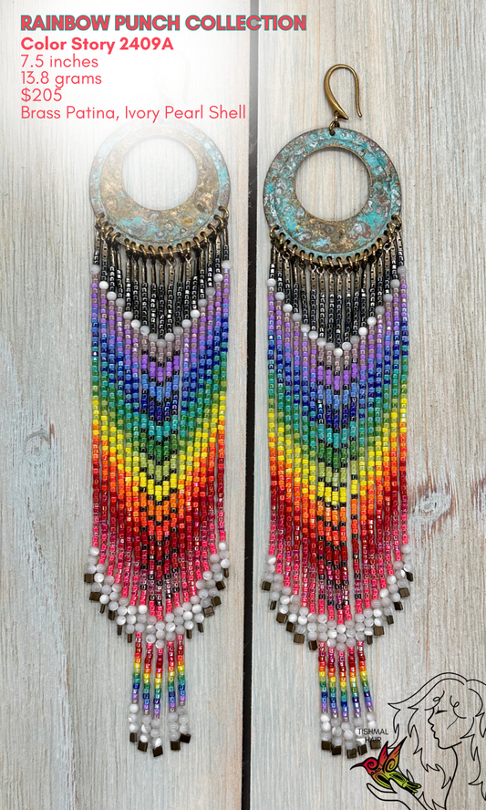 Drop Seed Bead Earrings Rainbow Punch Color Story 2409A