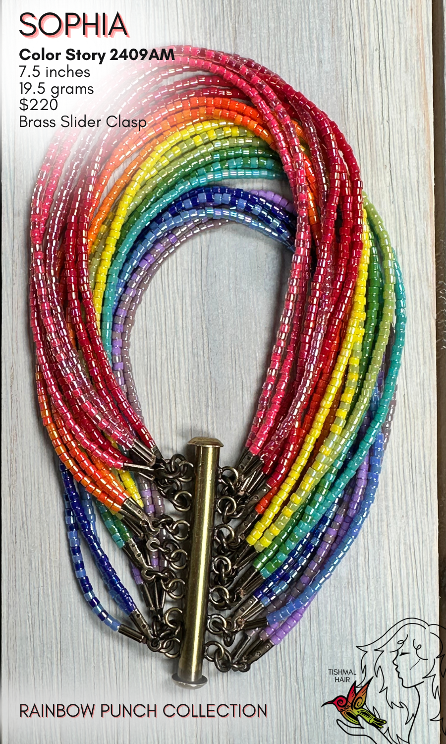 Rainbow Punch Sophia 21 Strand Bracelet 2409AM