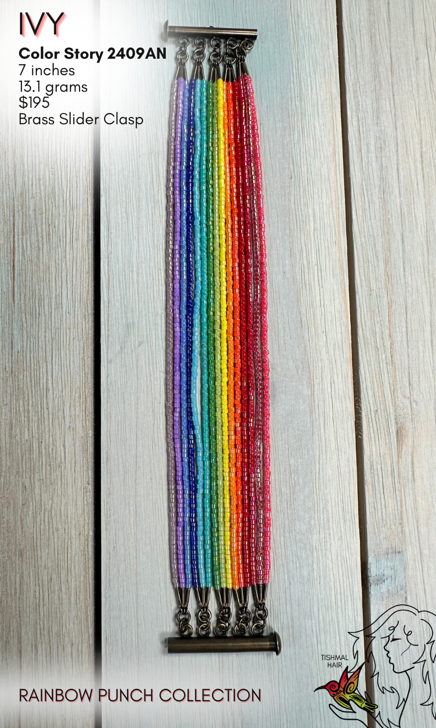 Rainbow Punch Ivy 15 Strand Bracelet 2409AN