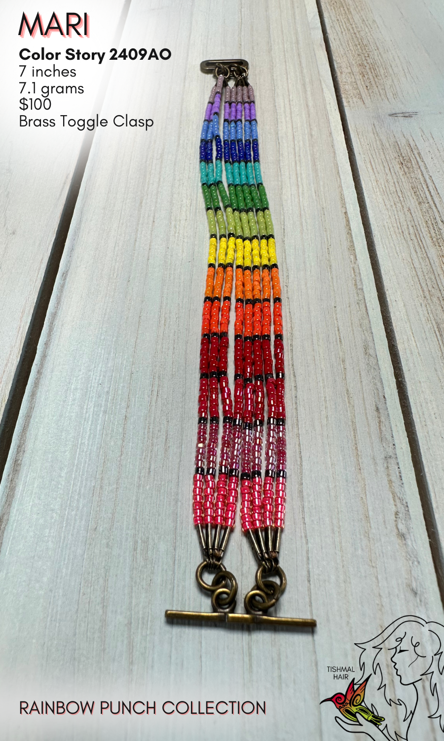 Rainbow Punch Mari 8 Strand Bracelet 2409AO