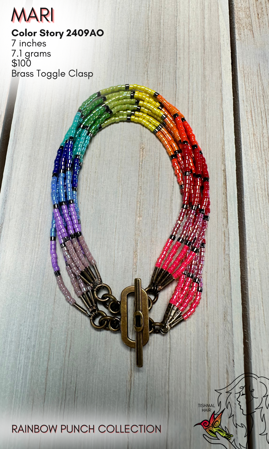 Rainbow Punch Mari 8 Strand Bracelet 2409AO