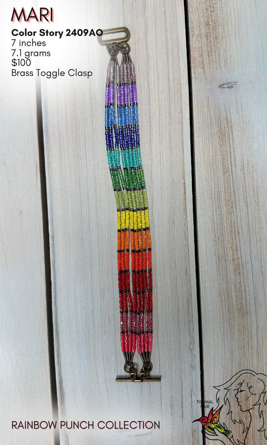 Rainbow Punch Mari 8 Strand Bracelet 2409AO