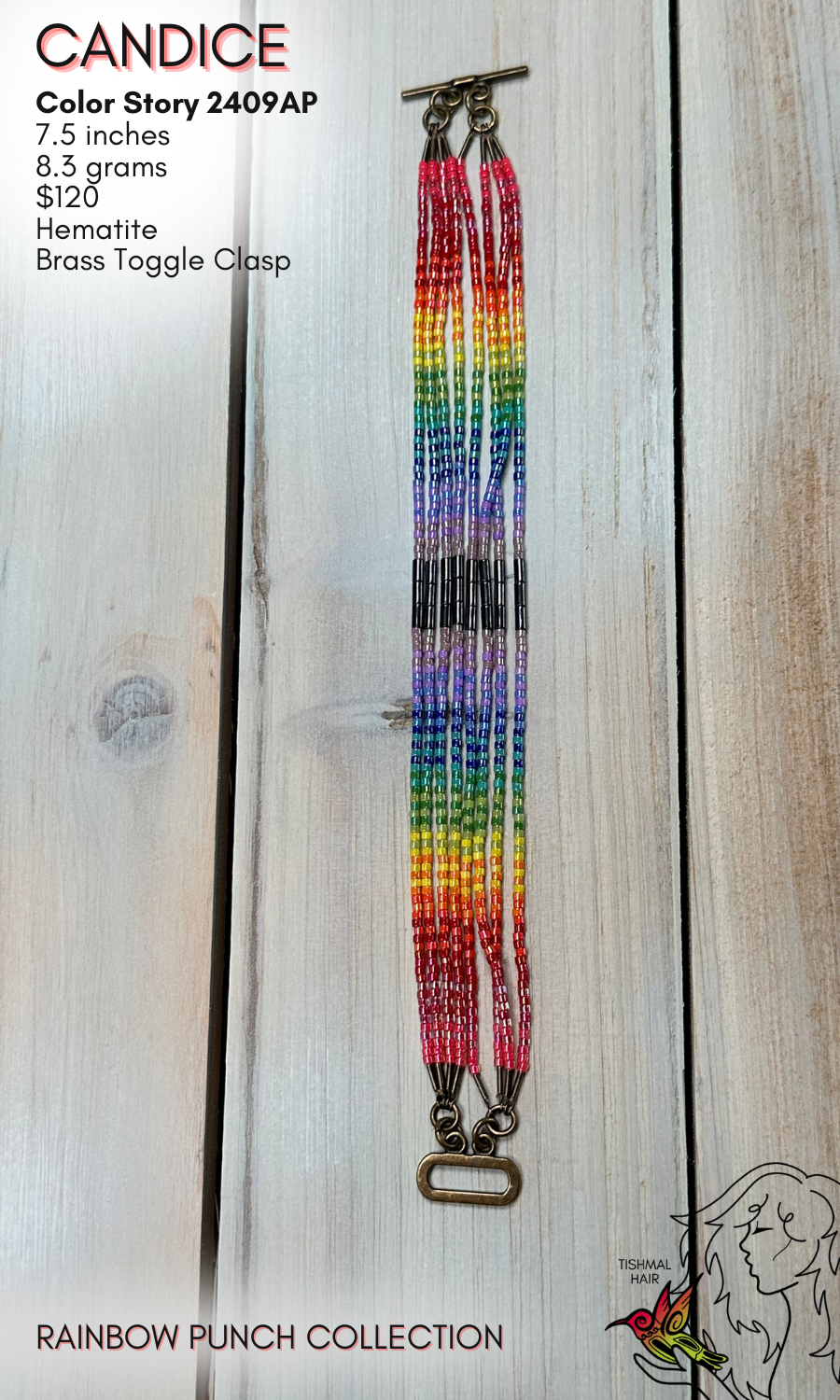 Rainbow Punch Candice 8 Strand Bracelet 2409AP