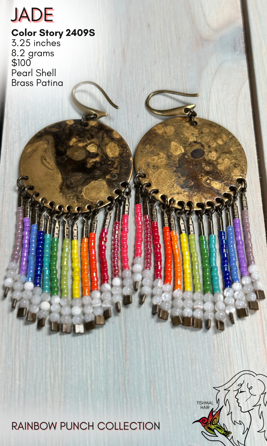 Rainbow Punch Jade Earrings 2409S