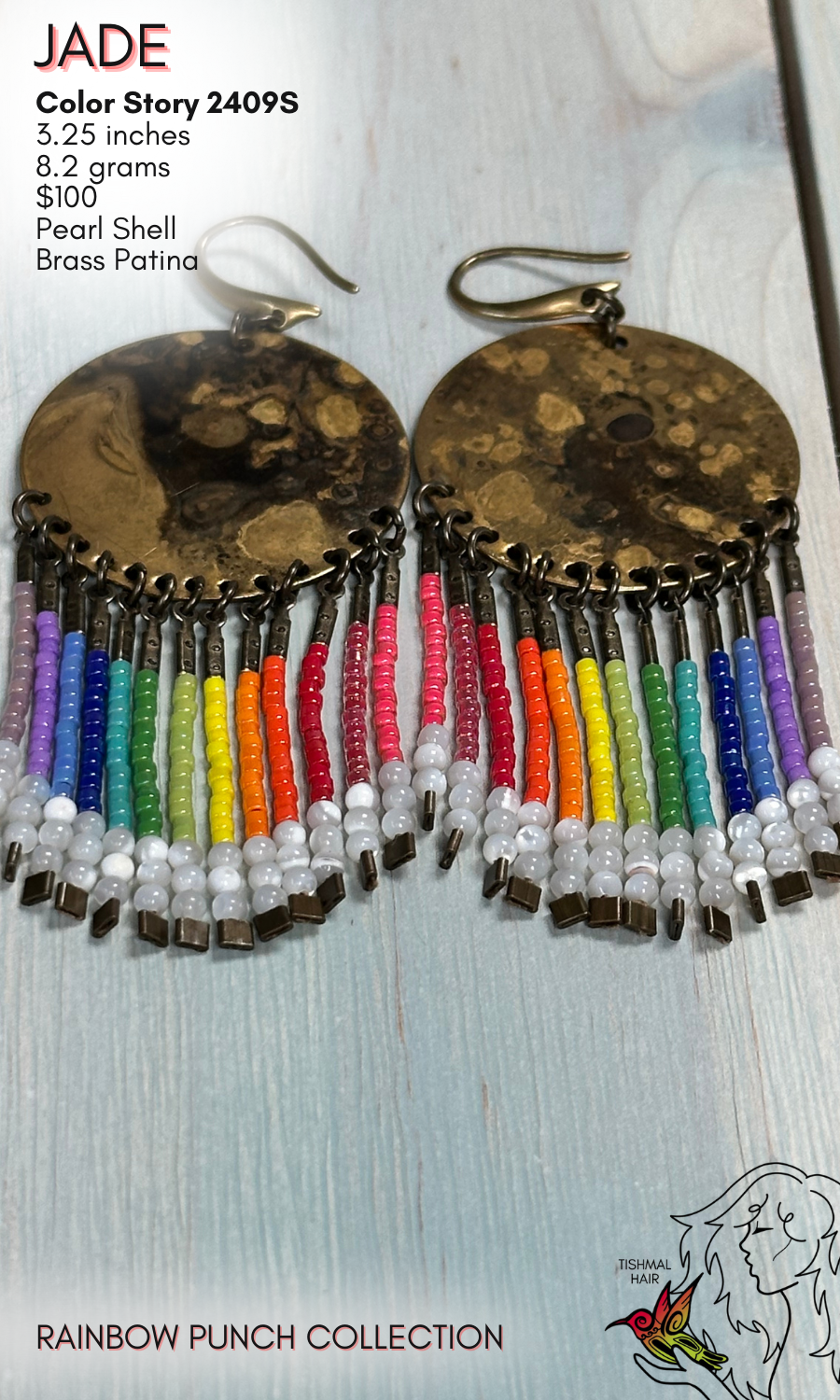 Rainbow Punch Jade Earrings 2409S