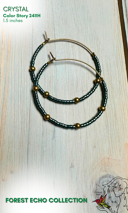 Forest Echo Crystal Hoop Earrings 2411H